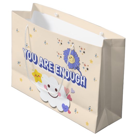 Je bent genoeg geschenktas - Schattigee Cloud & Fl Groot Cadeauzakje (Voorkant Gekanteld)