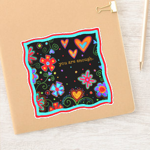 Je bent Genoeg Leuk, Zwart, Inspirivity Floral Sticker
