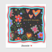 Je bent Genoeg Leuk, Zwart, Inspirivity Floral Sticker (Vel)