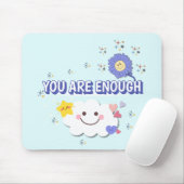 Je bent genoeg - Mint Flower Mousepad Muismat (Met muis)