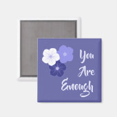 "Je bent genoeg" paarse bloemen Magneet (Voorkant / Achterkant)