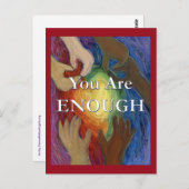 Je bent genoeg Rainbow Hearts Hands Art Briefkaart (Voorkant / Achterkant)