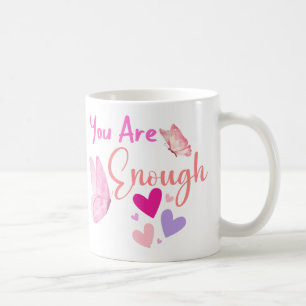 Je bent genoeg, roze vlinder mok, beste vrienden koffiemok