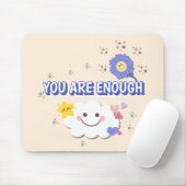 Je bent genoeg - warme beige bloem mousepad muismat (Met muis)