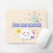 Je bent genoeg - warme beige bloem mousepad muismat (Met muis)