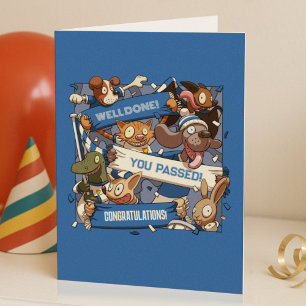 Je bent geslaagd! Grappige dierensportfans sjaal c Kaart