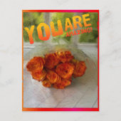 Je bent geweldig! Briefkaart van Oranje en gele ro (Voorkant)