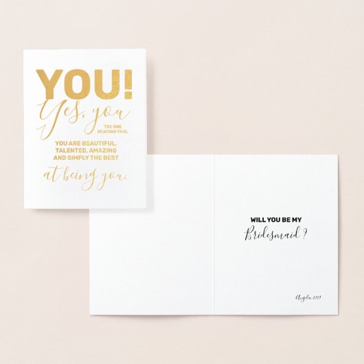 Je bent geweldig en de beste - Grappige bruidsmeis Folie Kaarten (Display)