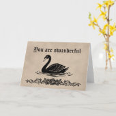 Je bent geweldig Funny Goth Black Swan Bedankt Kaart (Gele Bloem)