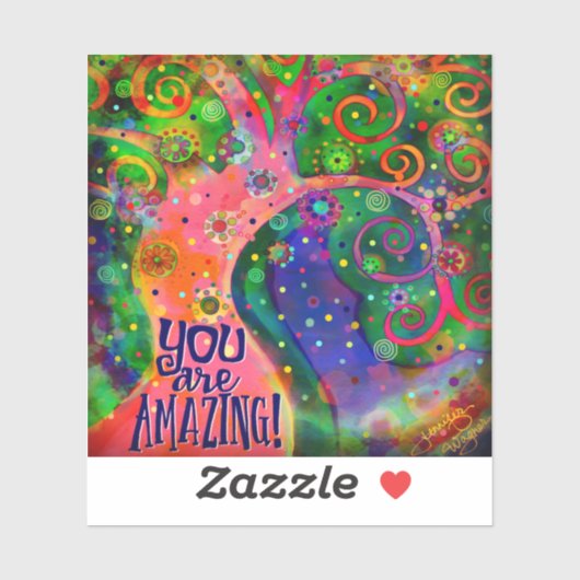 Je bent geweldig grillige roze boom sticker (Vel)