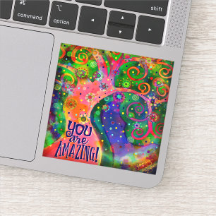 Je bent geweldig grillige roze boom sticker