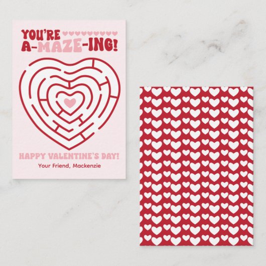 Je bent geweldig Maze Classroom Valentijn Notitiekaartje (Voorkant / Achterkant)