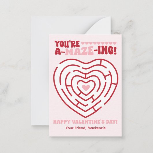 Je bent geweldig Maze Classroom Valentijn Notitiekaartje (Voorkant)