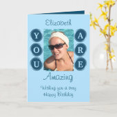 Je bent geweldig om foto blauwe verjaardag toe te  kaart (Gele Bloem)