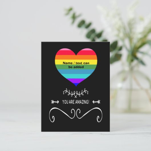 Je bent geweldig! Rainbow Heart Briefkaart (Staand voorkant)