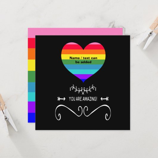 Je bent geweldig! Rainbow Heart Kaart (Voorkant / Achterkant in situ)