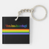 Je bent geweldig! Regenboog tekst Sleutelhanger (Achterkant)