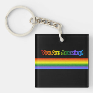 Je bent geweldig! Regenboog tekst Sleutelhanger