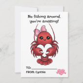 Je bent geweldig, rode kreeft, Kinder Valentijnsda Feestdagenkaart (Voorkant)