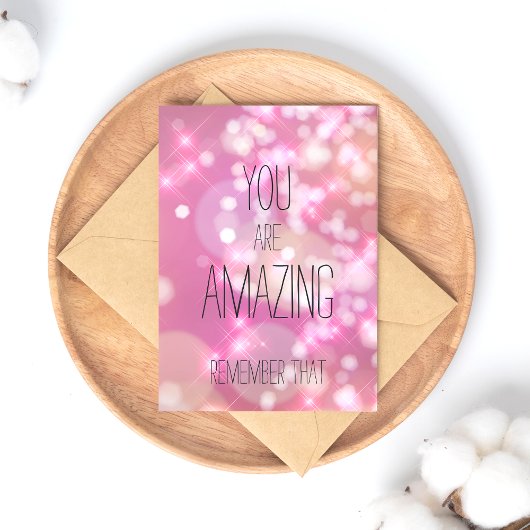Je bent geweldig - Roze Glitter Inspirerend Quote Briefkaart