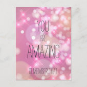 Je bent geweldig - Roze Glitter Inspirerend Quote Briefkaart (Voorkant)