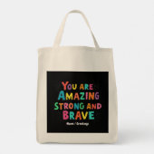 Je bent geweldig, sterk en moedig Motivatie Tote Bag (Achterkant)