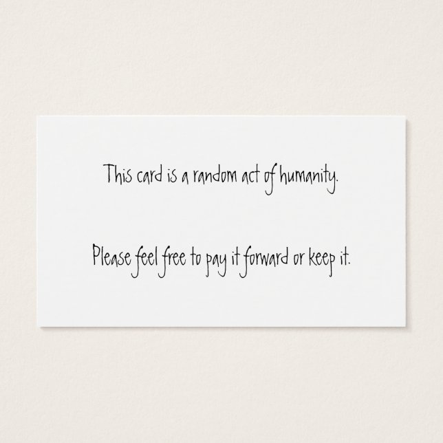 Je bent geweldig! Willekeurige daad van de menshei Visitekaartje (Achterkant)