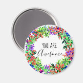 Je bent Geweldige Floral Waterverf Blue Greenery Magneet (Voorkant / Achterkant)