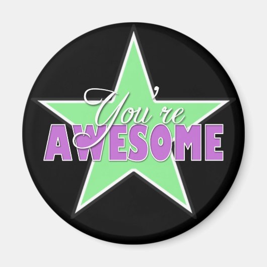 Je bent GEWELDIGE - Groen en Paars Star Magnet (Voorkant)