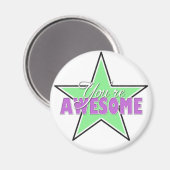 Je bent GEWELDIGE - Groene en Paarse Star Magnets Magneet (Voorkant / Achterkant)
