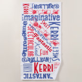 Je bent Geweldige, persoonlijk ingesteld rood, wit Strandlaken (Voorkant)