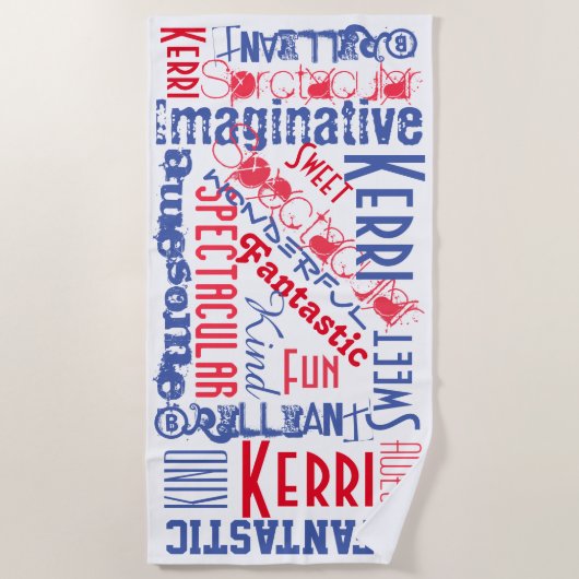 Je bent Geweldige, persoonlijk ingesteld rood, wit Strandlaken (Voorkant)