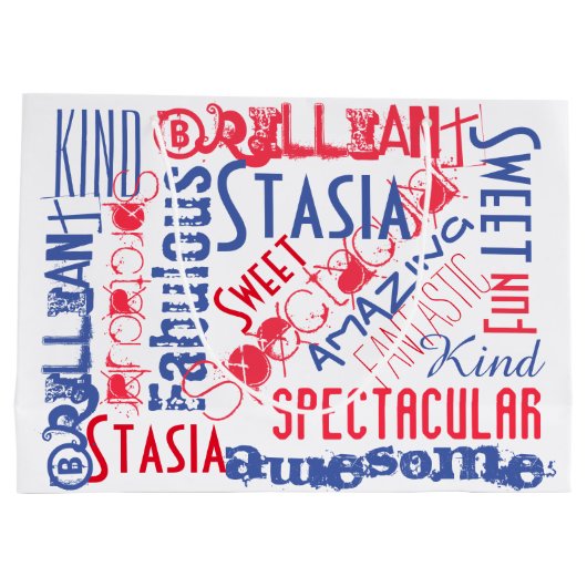 Je bent Geweldige! Rood wit en blauw, aangepast Groot Cadeauzakje (Achterkant)