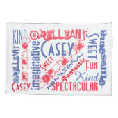 Je bent Geweldige! Rood wit en blauw, aangepast Kussensloop (Achterkant)