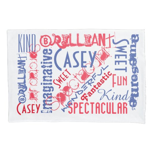 Je bent Geweldige! Rood wit en blauw, aangepast Kussensloop (Voorkant)