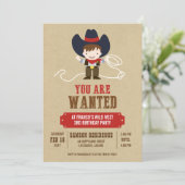 Je bent gewild Cowboy Westerne verjaardagsuitnodig Kaart (Staand voorkant)