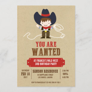 Je bent gewild Cowboy Westerne verjaardagsuitnodig Kaart