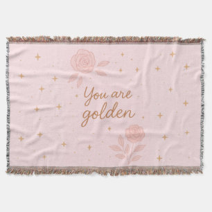 Je Bent Goud   Roze Esthetische Bloemendesign Deken
