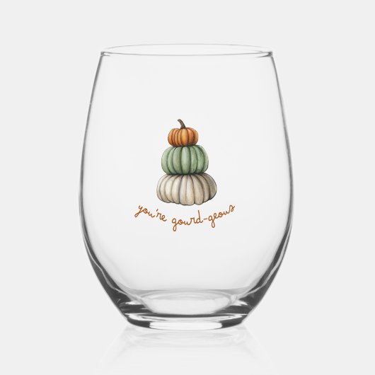 Je bent Gourd-Geous Pumpkin Stack wijnglas Zonder Voet (Voorkant)
