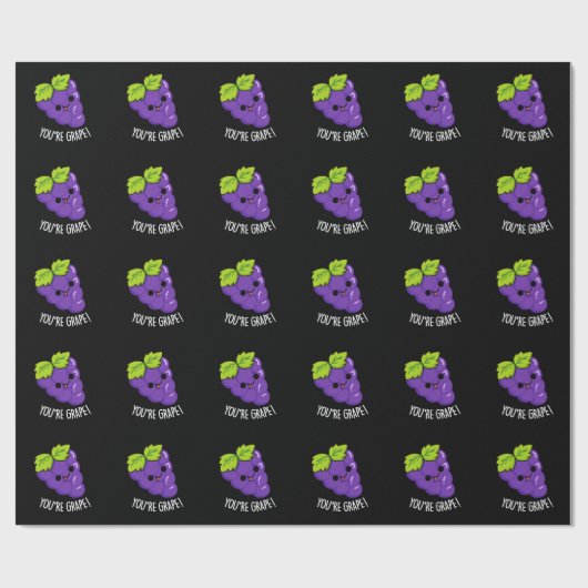 Je bent Grape Funny Fruit Pun Dark BG Cadeaupapier (Vlak)