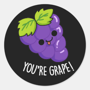 Je bent Grape Funny Fruit Pun Dark BG Ronde Sticker