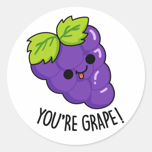 Je bent Grape Funny Fruit Pun Ronde Sticker (Voorkant)
