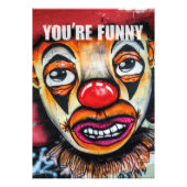 Je bent grappig, kleurrijke clown met droevige oge foto afdruk (Voorkant)