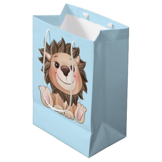 Je bent Grreat Cute Lion Baby Boy Medium Cadeauzakje (Voorkant Gekanteld)
