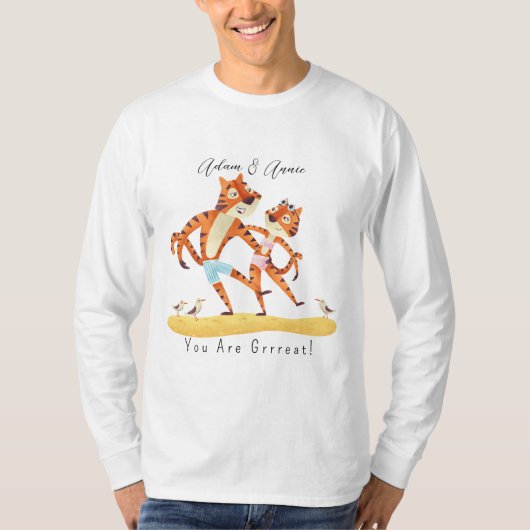 Je bent Grrreat Tiger die hem haar Gepersonaliseer T-shirt (Voorkant)