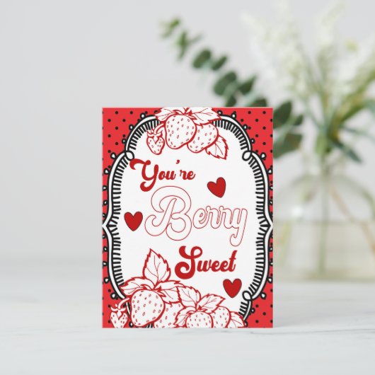 Je bent heel lief, aardbei, dank je feestdagenkaart (Staand voorkant)