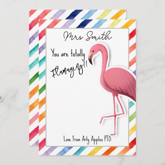 Je bent helemaal geweldig, flamingo cadeaubon kaart (Voorkant / Achterkant)