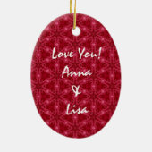 Je bent het beste Mam Red Snowflake Pattern Keramisch Ornament (Achterkant)