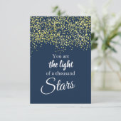 "Je bent het licht van een duizend sterren" platte Bedankkaart (Staand voorkant)