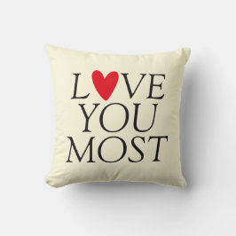 "Je bent het liefst" Gepersonaliseerd rood hart Kussen